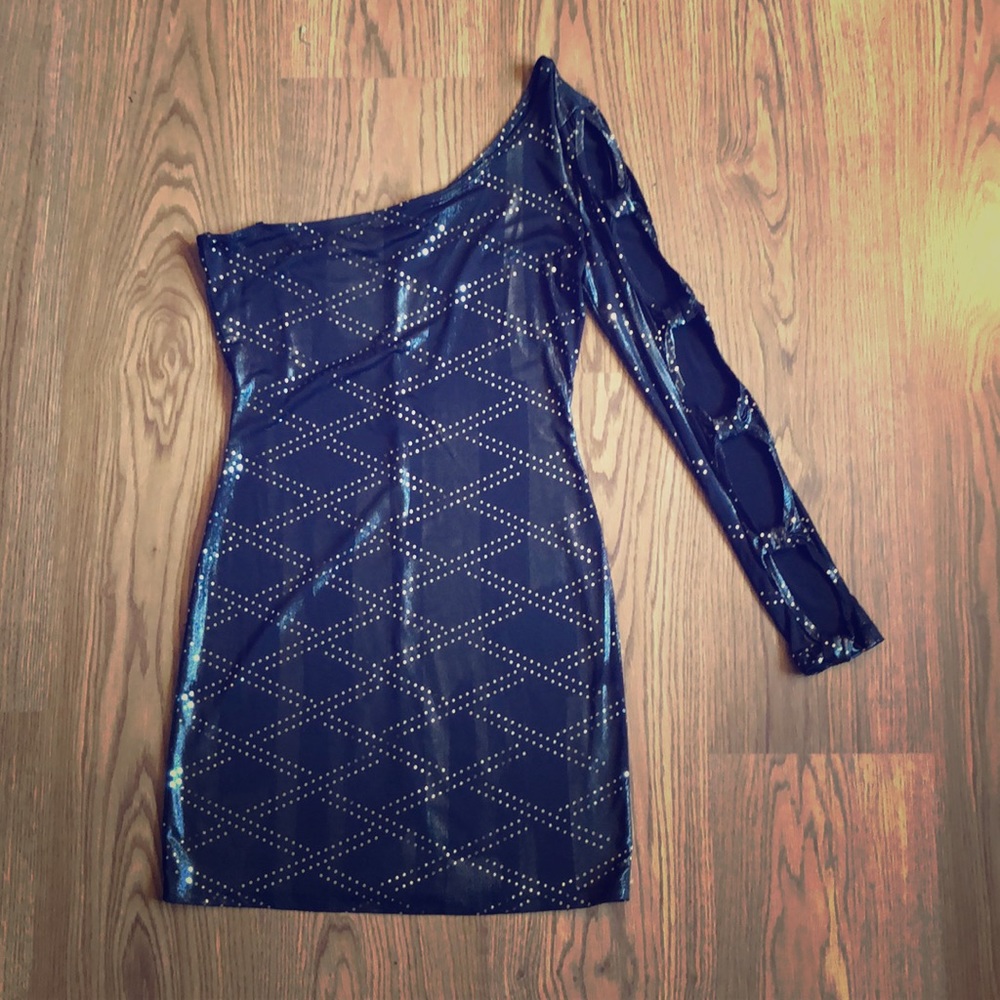 Black One Sleeved Homecoming Dress